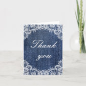Blue Jean Denim und Lace Danke Karte (Vorderseite)