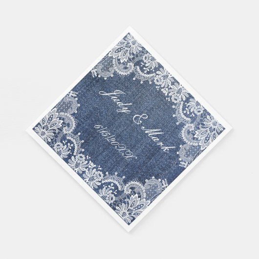 Blue Jean Denim und Lace Paper Serviette (Ecke)