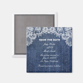 Blue Jean Denim und Lace Save the Date Magnet (Vorderseite/Rückseite)