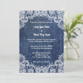 Blue Jean Denim und Lace Wedding Einladung (Stehend Vorderseite)