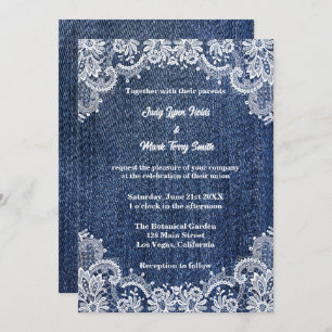 Blue Jean Denim und Lace Wedding Einladung
