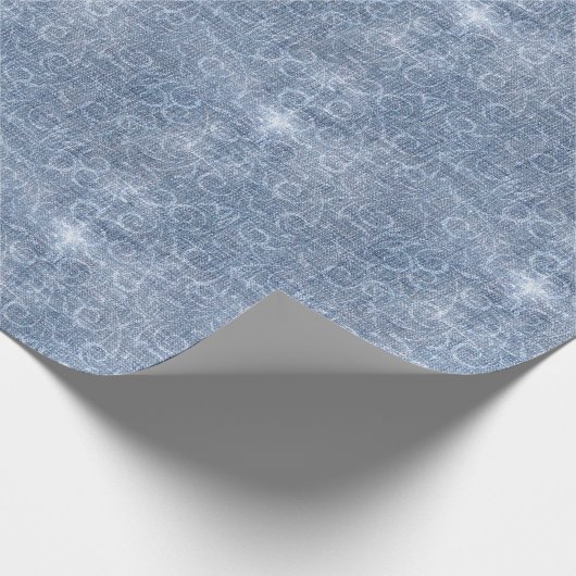 Blue Jean Denim Wirbel Geschenkpapier (Ecke)