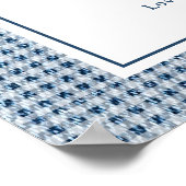 Blue Jean Gingham Coquette Bow Baby Dusche Willkom Poster (Ecke)