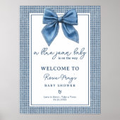 Blue Jean Gingham Coquette Bow Baby Dusche Willkom Poster (Vorne)