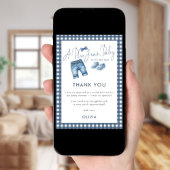 Blue Jean Gingham Thank You Boy Baby Shower  Karte
