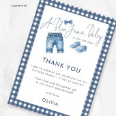 Blue Jean Gingham Thank You Boy Baby Shower  Karte