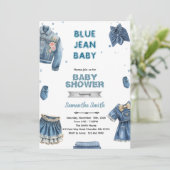Blue jean girl baby shower invitation einladung (Stehend Vorderseite)