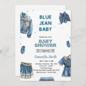 Blue jean girl baby shower invitation einladung (Vorne/Hinten)