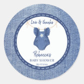 Blue jean Girls denim Baby Dusche Danke für Ihre H Runder Aufkleber (Vorderseite)