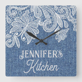 Blue Jean Kitchen Wall Clock Quadratische Wanduhr