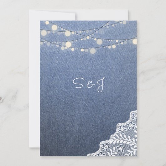 Blue Jean Lace String Lights Einladung (Rückseite)