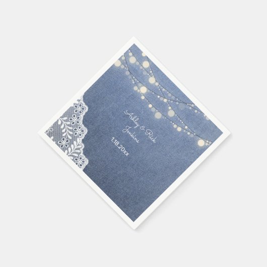 Blue Jean, Lace, String Lights Serviette (Ecke)
