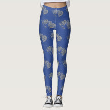 Blue Jean Look, Grey Hearts Women's Leggings