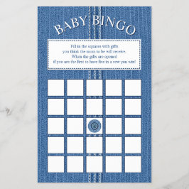 Blue Jean mit Stiften Baby Shower Bingo Spiel Flyer