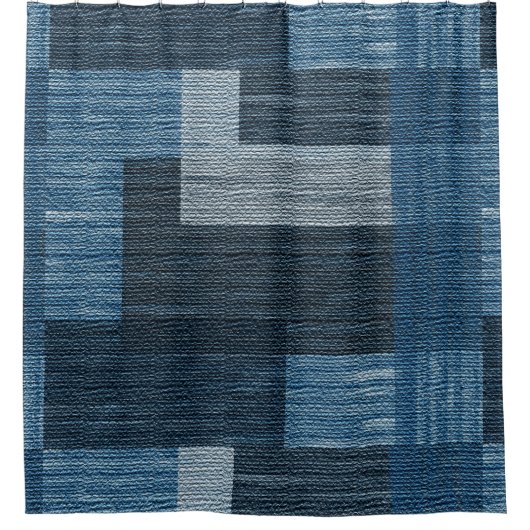 Blue Jean Patch Imitate Burlap Duschvorhang (Vorderseite)