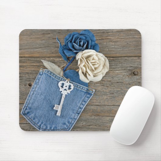 Blue Jean Rose Mousepad (Mit Mouse)