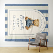 Blue Jean Teddy Bear Baby Shower Photo Backdrop Wandteppich (Beispiel (Horizontal))