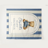 Blue Jean Teddy Bear Baby Shower Photo Backdrop Wandteppich (Vorderseite (Horizontal))
