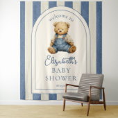 Blue Jean Teddy Bear Baby Shower Photo Backdrop Wandteppich (Beispiel)