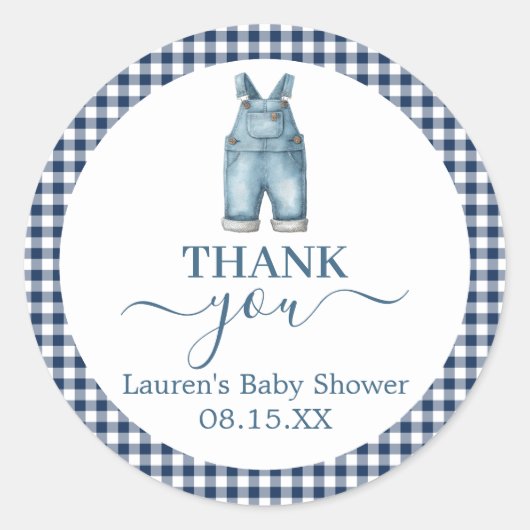 Blue Jeans Baby Dusche Rundkleber Runder Aufkleber (Vorderseite)