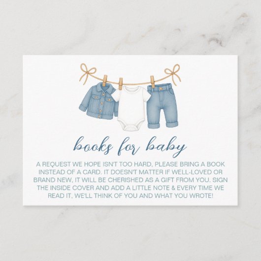 Blue Jeans Baby Showbücher für Baby Begleitkarte (Vorderseite)