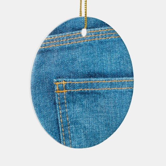 Blue Jeans Back Pocket Keramik Ornament (Rechts)