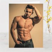 Blue Jeans Boy Hot Typ Greetings Card Karte (Gelbe Blume)