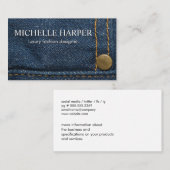 Blue Jeans Button und Stitching Visitenkarte (Vorne/Hinten)