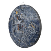 Blue Jeans Denim Abstrakt Art Dartscheibe (Vorderseite rechts)