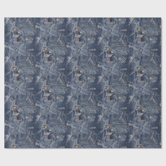 Blue Jeans Denim Abstrakt Art Geschenkpapier (Flach)