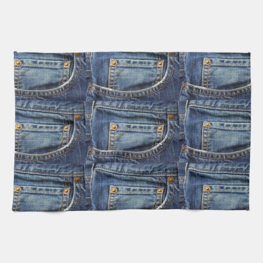 Blue Jeans-Denim-Blick-Tasche Geschirrtuch (Horizontal)