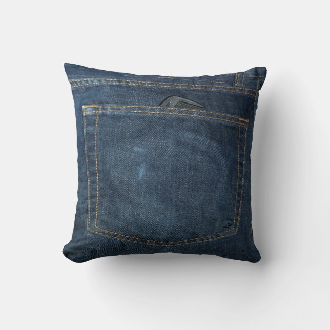 Blue Jeans-Denim-Tasche Kissen (Vorderseite)