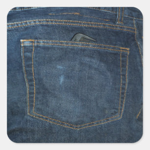 Blue Jeans-Denim-Tasche Quadratischer Aufkleber