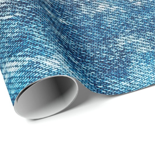 Blue Jeans Denim Textur Geschenkpapier (Rolleneckpunkt)