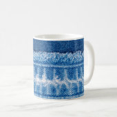 Blue Jeans Denim Textur Kaffeetasse (VorderseiteRechts)