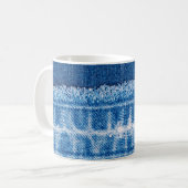 Blue Jeans Denim Textur Kaffeetasse (Vorderseite Links)