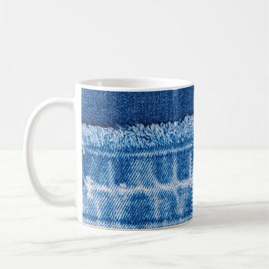 Blue Jeans Denim Textur Kaffeetasse (Links)
