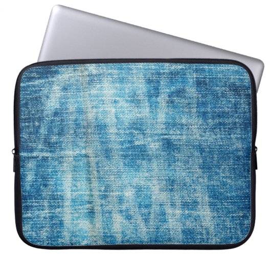 Blue Jeans Denim Textur Laptopschutzhülle (Vorderseite)