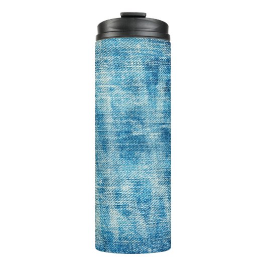 Blue Jeans Denim Textur Thermosbecher (Vorderseite)