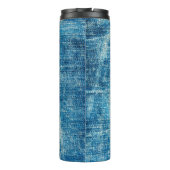 Blue Jeans Denim Textur Thermosbecher (Rückseite)
