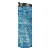 Blue Jeans Denim Textur Thermosbecher (Nach rechts gedreht)
