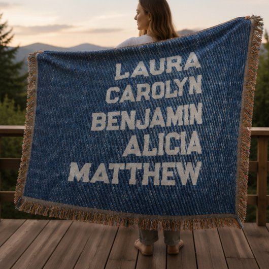Blue jeans Grandchildren's names simple modern Decke