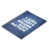 Blue jeans Grandchildren's names simple modern  Notizblock (Linke Seite)