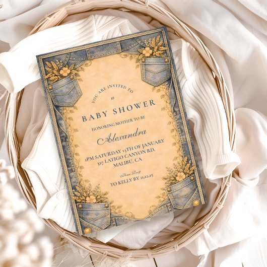 Blue Jeans Little Cowboy Baby Shower Einladung
