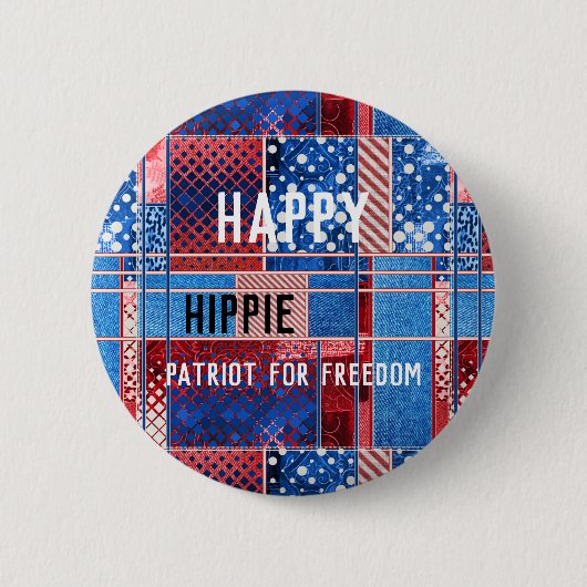Blue Jeans Patchwork Personalisierter Patriot Butt Button (Vorderseite)
