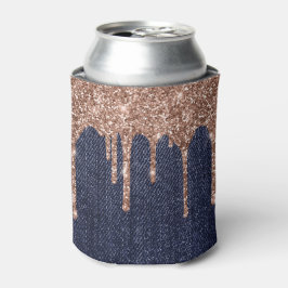 Blue Jeans Rose Gold Giltter Can Cooler Dosenkühler