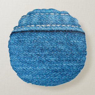 Blue Jeans Textur Hintergrund. Rundes Kissen