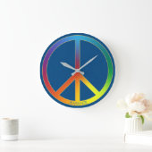 Blue Jeans Texture Rainbow Name Personalisiert Große Wanduhr (Zuhause)