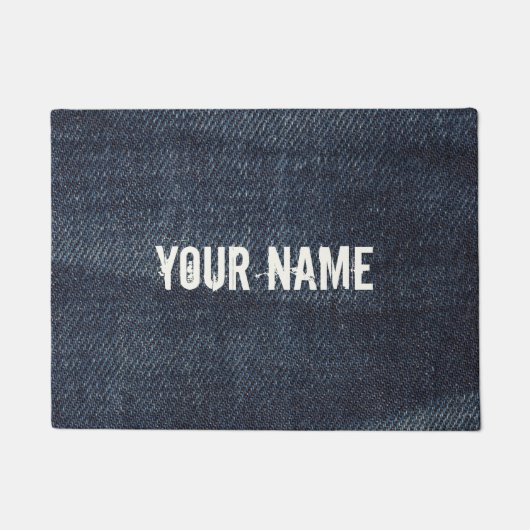 Blue Jeans Vintag Denim Stoff Textur Fußmatte (Vorderseite)