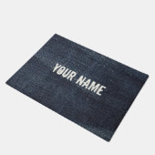 Blue Jeans Vintag Denim Stoff Textur Fußmatte (Schrägansicht)